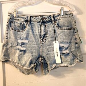 VIGOSS Jean Shorts, Marley Light Blue Acid Wash Distressed Denim 12 / 31 NEW